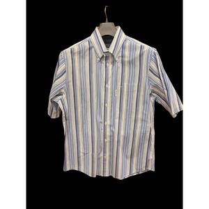 Faconnable Shirt Men's Size Medium Stripes Button Front‎ Casual 100% Cotton